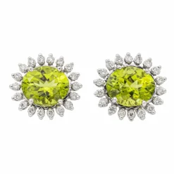 Boucles d'oreilles Or blanc Péridot