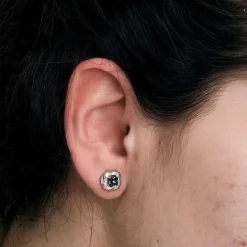Boucles d'oreilles or blanc saphirs