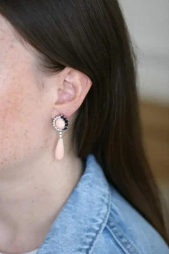 Boucles d'oreilles or blanc diamants et saphirs