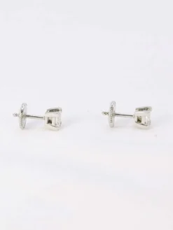 Boucles d'oreilles or blanc diamants taille princesse 0,5 ct