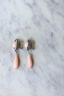 Boucles d'oreilles or blanc diamants et saphirs