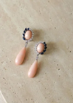 Boucles d'oreilles or blanc diamants et saphirs