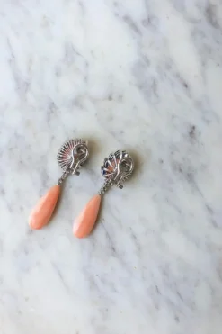 Boucles d'oreilles or blanc diamants et saphirs