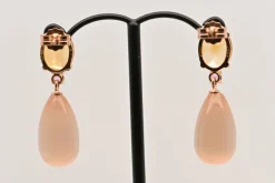 Boucles d'oreilles Or Citrine Saphir Rose