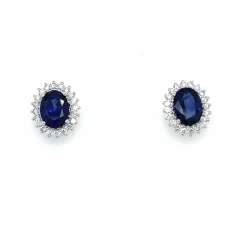Boucles d'oreilles Or Diamants Saphir