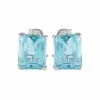 BOUCLES D'OREILLES OR, DIAMANTS & AIGUE-MARINE