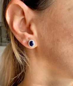 Boucles d'oreilles Or Diamants Saphir