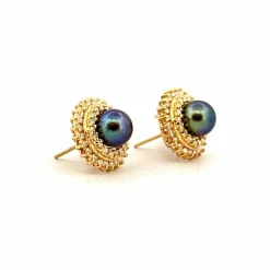 Boucles d’oreilles or, diamants, perles de Tahiti