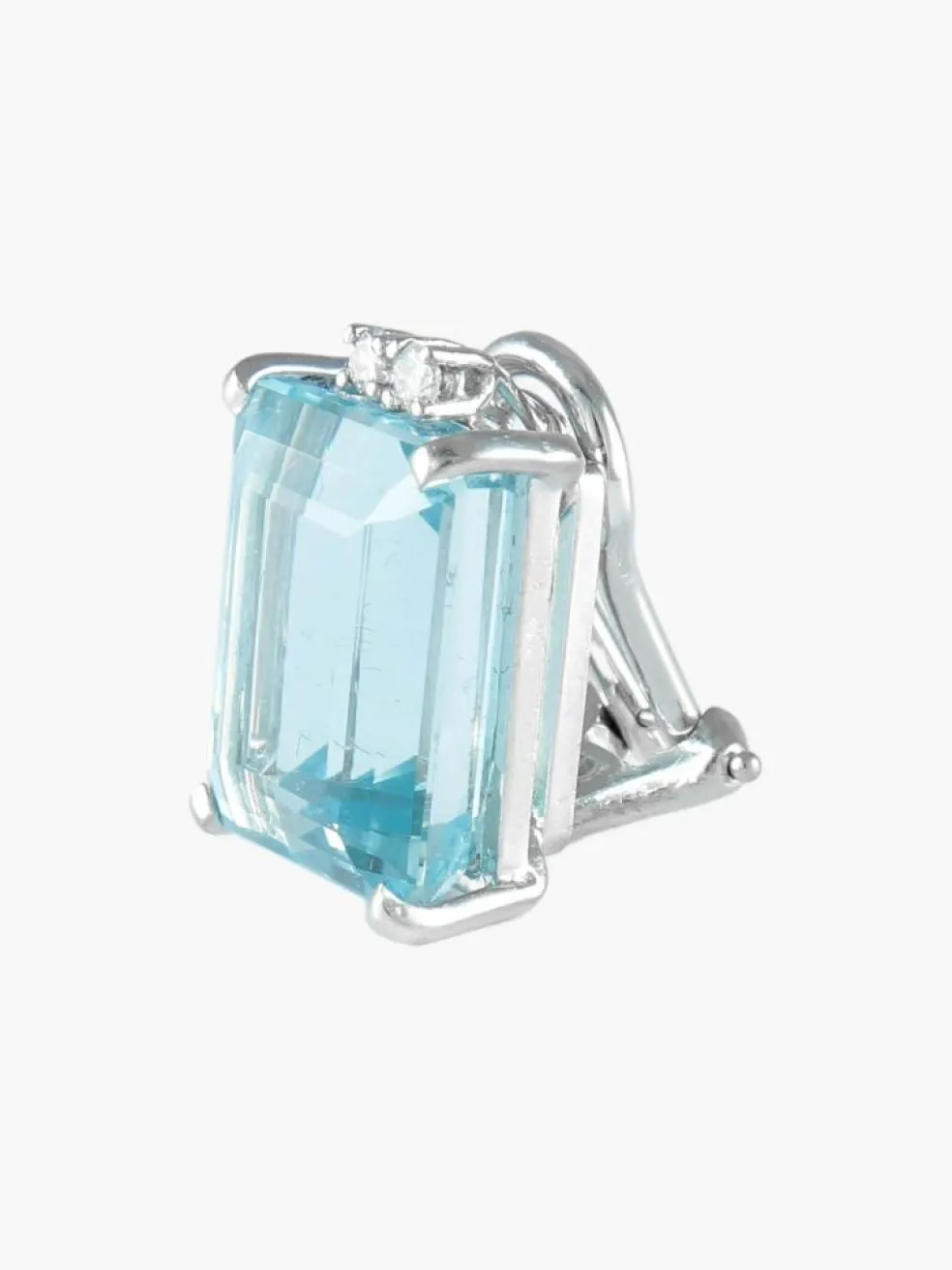BOUCLES D'OREILLES OR, DIAMANTS & AIGUE-MARINE