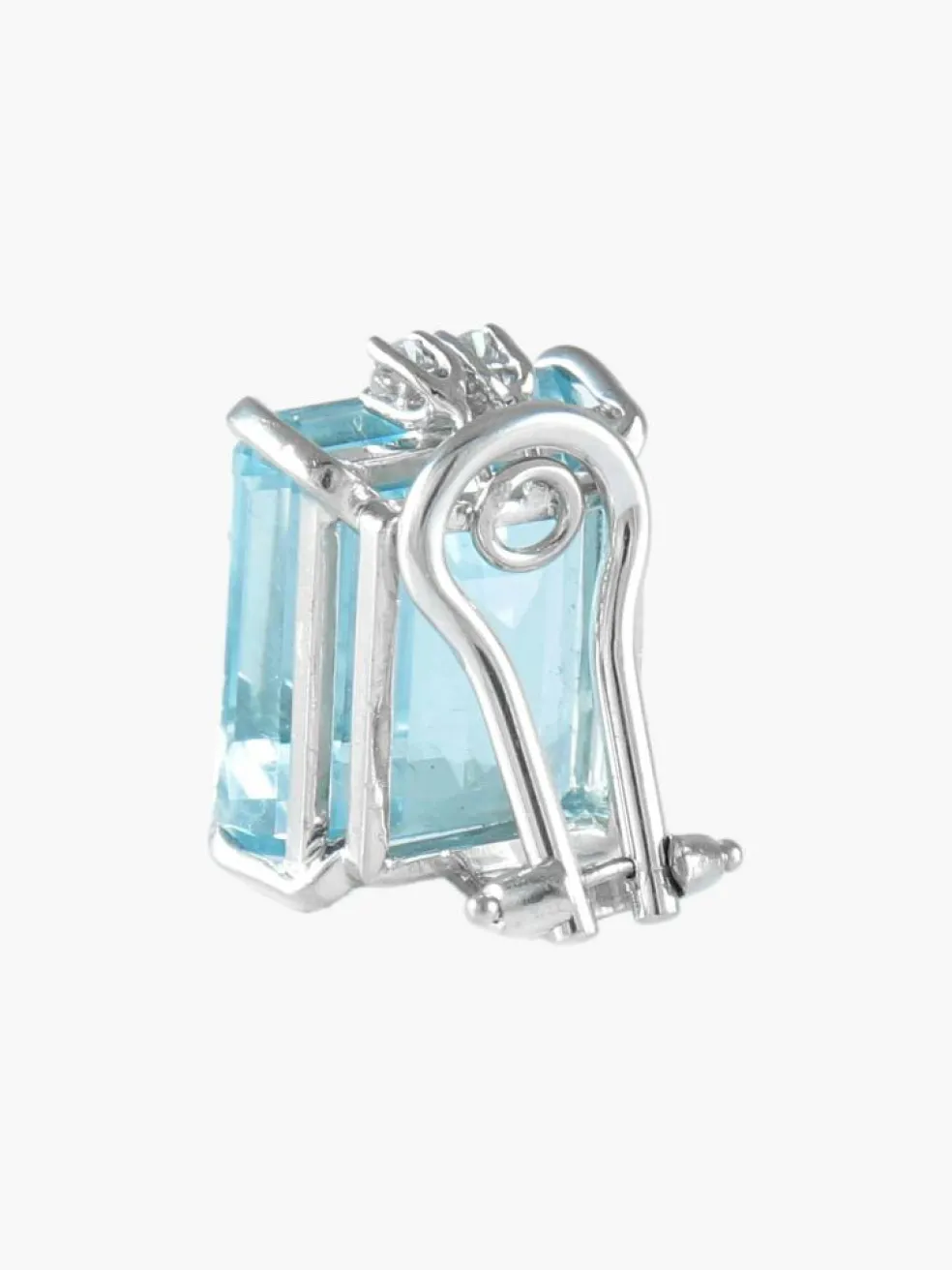 BOUCLES D'OREILLES OR, DIAMANTS & AIGUE-MARINE
