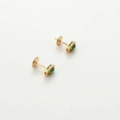 Boucles d'oreilles Or Emeraude et Diamants