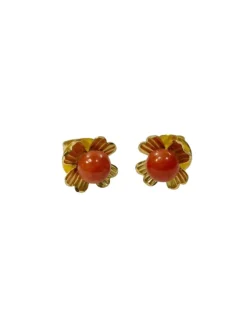 Boucles d'Oreilles Or Et Corail