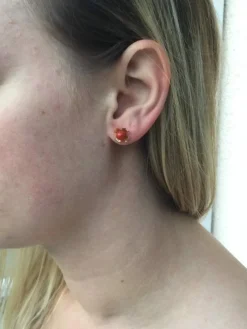 Boucles d'Oreilles Or Et Corail