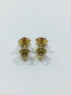 Boucles d'Oreilles Or Et Corail