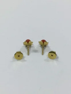 Boucles d'Oreilles Or Et Corail