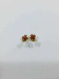 Boucles d'Oreilles Or Et Corail
