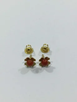 Boucles d'Oreilles Or Et Corail