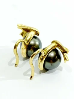 Boucles d'Oreilles Or Et Perles De Tahiti