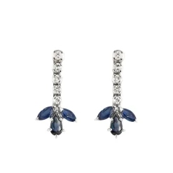 Boucles d'oreilles or gris, saphirs et diamants