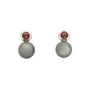Boucles d'oreilles or gris, perle de Tahiti et tourmaline rose