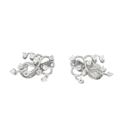 Boucles d'oreilles, or gris, diamants