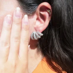 Boucles d'oreilles or gris et diamants
