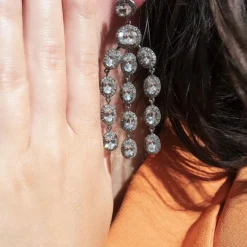 Boucles d'oreilles or gris aigue marine et diamants