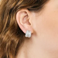 Boucles d'oreilles or gris et diamants