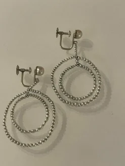 Boucles d'Oreilles Or Gris Perles Fines