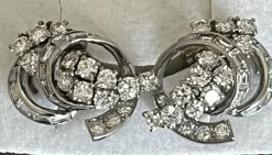 Boucles d'Oreilles Or Gris Platine Diamants