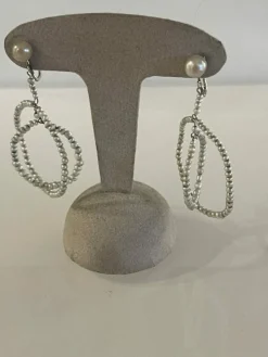 Boucles d'Oreilles Or Gris Perles Fines