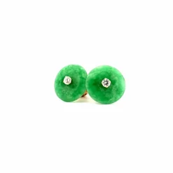 Boucles d'oreilles Or Jaune 18k Pierre de Jade