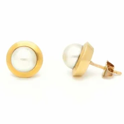 Boucles d'oreilles or jaune perles