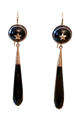 Boucles d'oreilles Or jaune Onyx Agate