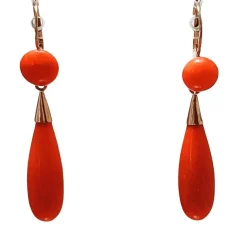 Boucles d'oreilles Or jaune Corail