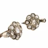 Boucles d'oreilles or jaune, diamants taiile rose couronnés