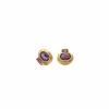 Boucles d’oreilles or jaune améthystes
