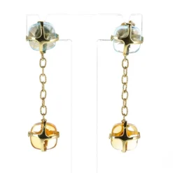 Boucles d'Oreilles Or jaune Citrines et Topazes bleues