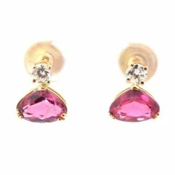Boucles d'oreilles Or jaune Tourmaline Diamants