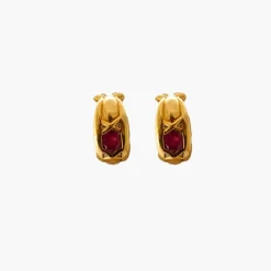 Boucles d'Oreilles Or Jaune et Rubis