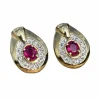 Boucles d'oreilles or jaune, rubis, diamants