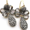 Boucles d'oreilles or jaune et argent avec diamants