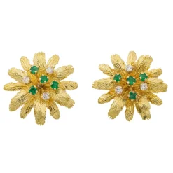 Boucles d'oreilles Or jaune Emeraude