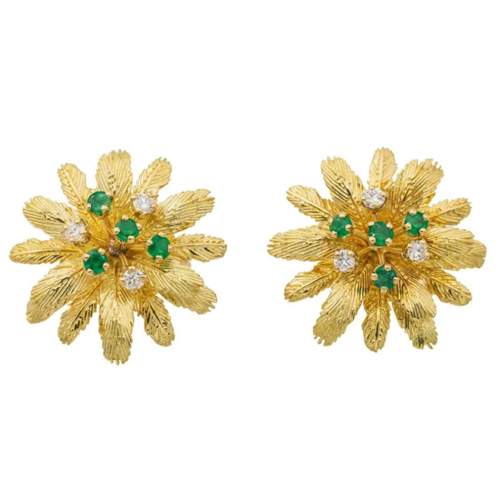 Boucles d'oreilles Or jaune Emeraude