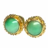 Boucles d'oreilles or jaune et jade vert