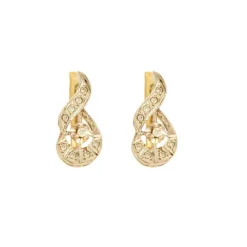 Boucles d'oreilles or jaune, platine, diamants