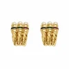 Boucles d'oreilles or jaune, rubis, émeraudes, saphirs et perles