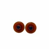 Boucles d'oreilles or jaune et résine orange et bleue