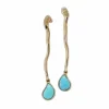 Boucles d'oreilles or jaune, gouttes turquoise Iran, diamants naturels