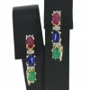 Boucles d'oreilles or jaune avec pierres précieuses multicolores et diamants